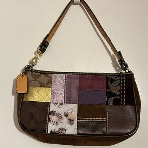COACH Vintage Y2K Legacy Holiday Patchwork #7071 Suede/Leather Shoulder Mini Bag